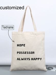 1 túi Tote tùy chỉnh, Văn bản tùy chỉnh, Cụm từ ngắn, Trích dẫn truyền cảm hứng, Phương châm sống, Quà tặng ngày Nhà giáo, Quà tặng cho giáo viên, Quà tặng cho bạn cùng lớp, Quà tặng sinh nhật, Độc đáo, Có thể gập lại, Sức chứa lớn, Nhẹ, Thời trang, Cá nhân hóa, Túi Tote vải, Túi đeo vai, Thường ngày, Túi mua sắm Túi xách cho phụ nữ - Màu be - Xem 1