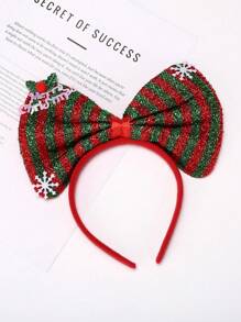 2pcs/Set Christmas Snowflake Sequin Striped Headbands, Red & Green, Suitable For Xmas & New Year Gifts, Daily Accessory - Multicolor - View 6
