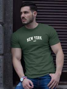New York 199X Men's Stylish Cotton T-Shirt 100% Cotton - màu xanh lá - Xem 1