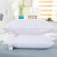 Luxury 5-Star Hotel Quality Pillow, Extra Soft Pillow, 19x29 Inch - Deep Sleep Neck Support, All Seasons Non-Slumping High Pillow Core, Machine Washable, Modern Pillow Design | Soft Textured Fabric, Sleeping Pillow - 白色 - 查看 4