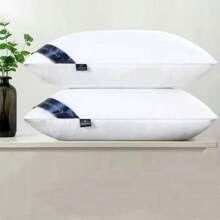 Luxury 5-Star Hotel Quality Pillow, Extra Soft Pillow, 19x29 Inch - Deep Sleep Neck Support, All Seasons Non-Slumping High Pillow Core, Machine Washable, Modern Pillow Design | Soft Textured Fabric, Sleeping Pillow - 白色 - 查看 5