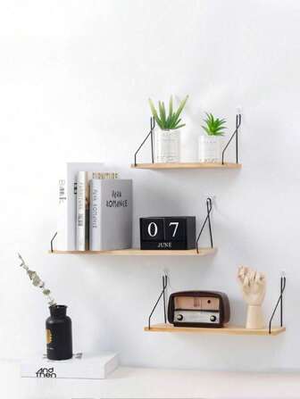 1 件木质和金属壁挂式架子，无需钻孔