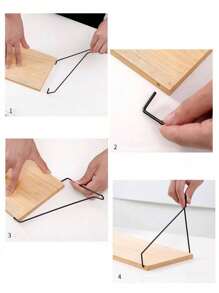 1 Giá treo tường bằng gỗ và kim loại, không cần khoan - Màu vàng - Xem 4