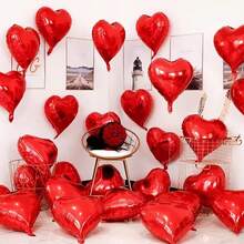 50 件红色心形铝箔气球适用于婚礼订婚派对装饰、情人节装饰 - 彩色 - 查看 9