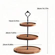 1 pieza Soporte de madera para 2/3 niveles de magdalenas, bandeja de servir escalonada, torre de magdalenas de madera redonda, soporte de exhibición de postres, soporte para galletas y dulces, decoraciones para fiestas navideñas y de vacaciones, accesorios navideños, utensilios de cocina