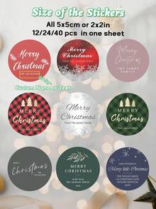 12/24/40 Miếng dán Giáng sinh tùy chỉnh khác nhau, Tròn 5x5 Cm/ 2x2 In, 9 mẫu tùy chọn bao gồm Gingham, Bông tuyết, Màu trơn, Cây thông Noel vàng, v.v., Hỗ trợ tùy chỉnh tên và văn bản như Tên cá nhân, Họ, Tên công ty, Địa chỉ, Lời chào hoặc các từ khác, Thích hợp để đóng gói quà tặng, Hộp bánh quy nướng - Màu xanh hải quân - Xem 3