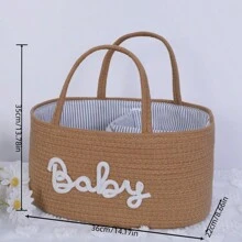 1入口編織收納籃,3個隔層便攜式收納箱,用於奶瓶、尿布和嬰兒產品的收納箱,適用於游泳池和浴室收納籃 - 米棕色 - 查看 2