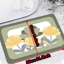 1 件花卉图案浴室垫，简约风格柔软硅藻土矩形防滑吸水地垫，适合浴室入口和家庭使用 - 彩色 - 查看 2