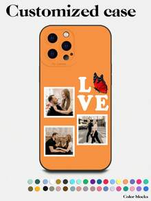 1 件定制蝴蝶 LOVE 3D 全覆盖硅胶镜头保护手机壳，可定制兼容三星、苹果 iPhone 16、15、14、13、12、11 Pro Max - 黑色 - 查看 2