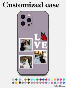 1 件定制蝴蝶 LOVE 3D 全覆盖硅胶镜头保护手机壳，可定制兼容三星、苹果 iPhone 16、15、14、13、12、11 Pro Max - 黑色 - 查看 3