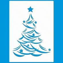 STENCIL 21 X 29 CHRISTMAS TREE HOLLOW PATTERN FOR PAINTING ON FABRIC MDF WOOD WALL FLOOR PAPER T-SHIRT DISHTOWEL - 白色 - 查看 1