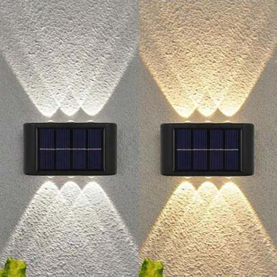 2 sztuki Solar Wall Light Up And Down Emitujące światło atmosferyczne Nadaje się do zewnętrznego dziedzińca, ogrodu, korytarza, dekoracyjnego oświetlenia ściennego