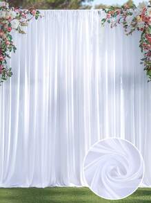 2pcs White Satin Backdrop Curtain, White Polyester Photography Backdrop For Wedding Party Ceremony Stage Decor, Bridal Party, Anniversary Party Stage Decor, Bridal Party, Anniversary Party Stage Decor, Babe Shower Birthday Party Home Room Photo Backdrop Decor Party White Satin Curtain Background Decoration