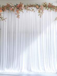 2pcs White Satin Backdrop Curtain, White Polyester Photography Backdrop For Wedding Party Ceremony Stage Decor, Bridal Party, Anniversary Party Stage Decor, Bridal Party, Anniversary Party Stage Decor, Babe Shower Birthday Party Home Room Photo Backdrop Decor Party White Satin Curtain Background Decoration