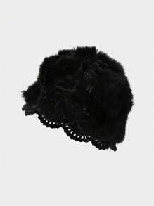 Mũ len lông thỏ pom pom dễ thương, móc tay chất lượng cao, phong cách Hàn Quốc, ấm áp cho mùa thu/đông, thanh lịch - Nhiều màu - Xem 11