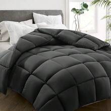 Edredón de tamaño queen de HYLEORY para todas las estaciones - Edredón acolchado alternativo de enfriamiento con lengüetas en las esquinas - Cálido en invierno - Lavable a máquina - Gris oscuro - Gris Oscuro - Ver 1