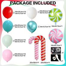 Bộ bóng bay Giáng sinh hình vòm 146 chiếc màu hồng đỏ xanh lục xanh lam bong bóng cao su vòng hoa màu hồng xanh lá cây kẹo que Giáng sinh bong bóng lá kim xoáy cho trang trí tiệc sinh nhật năm mới ngày lễ - Nhiều màu - Xem 3