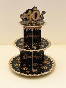 1 套 30 岁/40 岁/50 岁生日蛋糕架蛋糕架蛋糕装饰、30 岁/40 岁/50 岁生日派对装饰品、厨房 DIY 蛋糕装饰用品蛋糕架、生日甜点食物展示架、生日装饰、纸杯蛋糕塔、甜点展示架、蛋糕展示架、甜点装饰、DIY 蛋糕装饰、蛋糕装饰、厨房蛋糕装饰 - 黑金色 - 查看 4