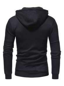 Sudadera Hombre Con Capucha Deportiva Con Cierre - Negro - Ver 5