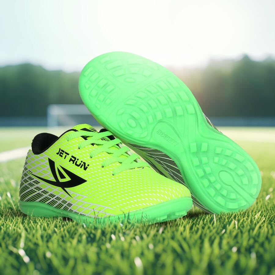 X JET RUN Children's Futsal And Society Football Boots Original Grass And Indoor Children's School Size 26 To 33 Stock - 綠色 - 查看 1