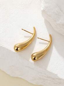 1 对简约泪珠耳钉，适合女性日常和节日佩戴 - 一對耳環 - 查看 2