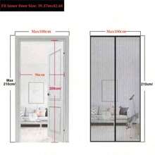 1pc Magnetic Self-Sealing Heavy Duty Screen Door, Magnetic Closure Keep Insects Out, Retractable Screen Mesh Sliding Door - Black - View 10
