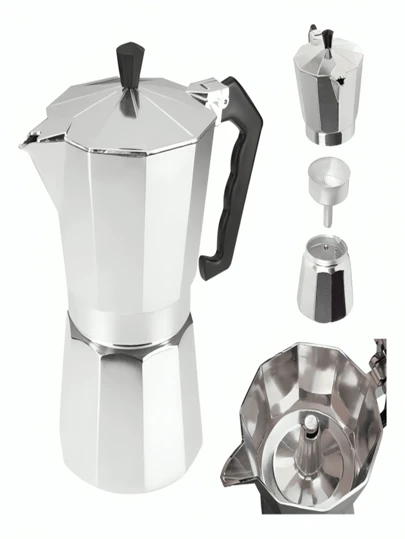 Cafeteira Italiana de Alumínio Café Expresso Cafeteira Italiana Express Aço 3, 6, 9 Xícaras Cafeteira Inox Lattes, Café e Capuccino