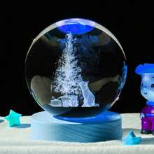1 件 3D 圣诞老人、圣诞猫、圣诞雪人激光雕刻水晶玻璃灯泡小夜灯，带 LED 变色灯、USB 电源 - 非常适合卧室装饰、家居装饰、送给妻子、儿子、女儿的礼物 - 彩色 - 查看 11