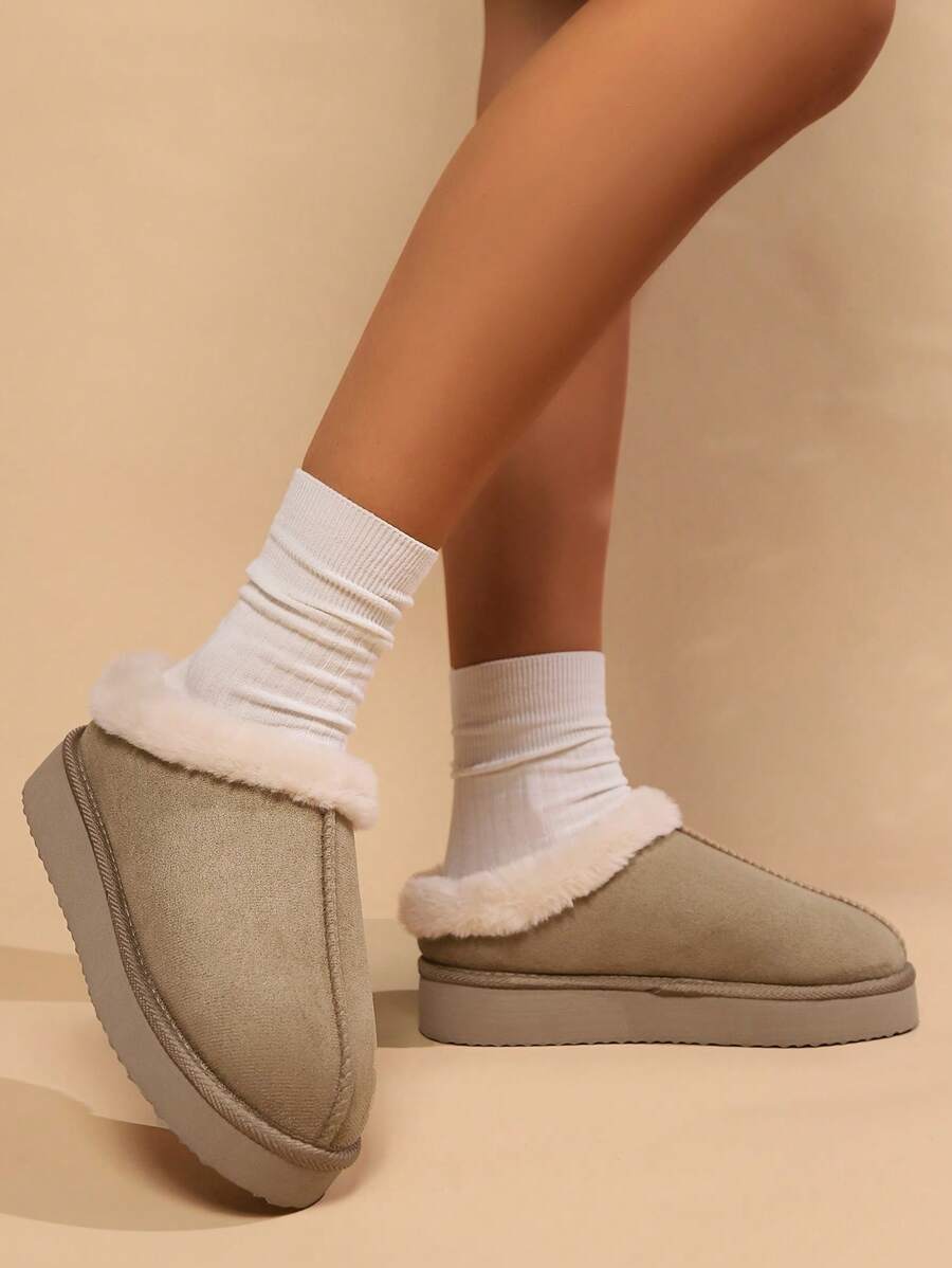 Women Plush Warm Slippers, Comfortable Winter Snow Shoes