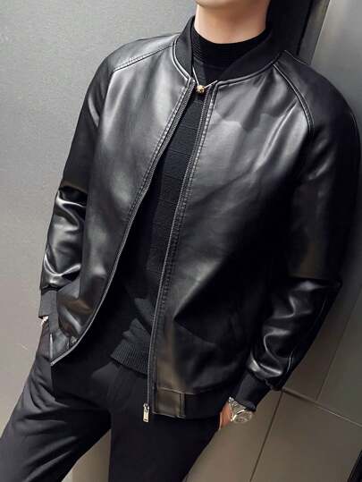 Autumn Boyfriend Style Men's Bomber Jacket, Baseball Jacket, Windbreaker, Stand Collar Motorcycle Jacket