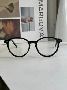 Unisex Round Retro Glasses Frame All Acetate Residente Moda 6132 - màu đen - Xem 2