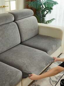 1 pièce Super doux coussin de canapé, tissu de protection haute élasticité pour empêcher les rayures d'animaux de compagnie, matériau respectueux de la peau, conception de bonnet de bain pour une installation facile, lavable en machine, convient à toutes les saisons et occasions - Gris foncé - Voir 7
