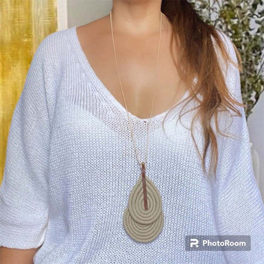 Adjustable Short And Long Handmade Women's Necklace - Đơn sắc tự nhiên - Xem 1