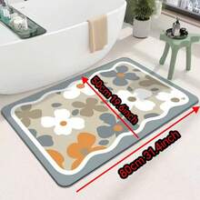 1 件花卉图案浴室地垫，简约柔软硅胶防滑吸水矩形地毯，适合浴室入口、家庭使用 - 彩色 - 查看 2