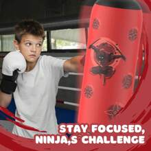 Punching Bag For Kids, Tall Larger 66'' Inflatable Boxing Bag For Kids Teens, Punching Bag Set Toy With Gloves And Pump For Practicing Karate, Taekwondo - 紅色 - 查看 5