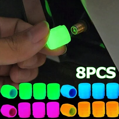 8 Uds. Tapas De Válvulas Luminosas De Colores Mezclados, Lámpara Decorativa De Luz Nocturna Fluorescente Para Neumáticos Para Coche, Motocicleta Y Bicicleta