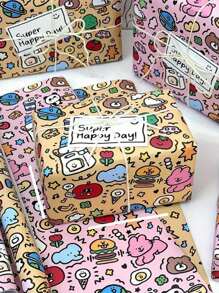 3pcs/6pcs Colorful Graffiti Wrapping Paper - Large Size Paper For Birthday, Christmas And Valentine's Day Gifts | Panda Themed Party Decor (Random Pattern) - Multicolor - View 5
