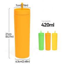 16oz Bình nước Với Nắp Và Rơm rạ , Hai Lớp Máy hút bụi Cốc cách nhiệt , Có thể mang đi Mờ Có thể tái sử dụng Nhựa Cốc , Thích hợp Đối với Cắm Trại Ngoài Trời Du lịch , Quà tặng ngày lễ - màu đen - Xem 11