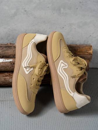 SHIHUA 女士休闲运动鞋，2025春秋新款拼色拼色设计平底鞋，舒适百搭日常通勤简约白色运动鞋，学生鞋，时尚低帮复古阿甘鞋