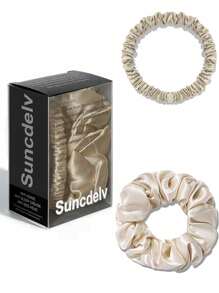 Dây buộc tóc bằng lụa tự nhiên 100%, màu trơn, chất lượng cao (22Momme), dây buộc tóc lớn cho nữ, phụ kiện tóc (nhỏ + lớn), buộc đuôi ngựa, dây chun buộc tóc, dây thừng buộc tóc, phụ kiện đội đầu bằng cao su. - Nhiều màu - Xem 22