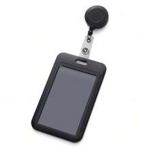 1pc Simple Solid Color Lanyard Id Card Holder With Buckle, For Work Id Card Back To School - Black - View 13