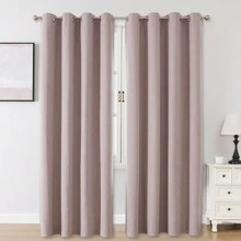 1 件或 2 件可选 100% 遮光窗帘、纹理仿亚麻窗帘、客厅窗帘、卧室遮光窗帘、隔热窗帘、防水窗帘、家庭影院餐厅背景窗帘、带顶部索环、长度 84 英寸、72 英寸、63 英寸，2 片套装可用 - 淺粉色 - 查看 27