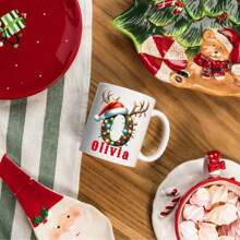 1 pieza Taza de café personalizada de 11 onzas con letra del nombre personalizada - Diseña tu propia taza personalizada, Taza de cerámica con letra de la A a la Z, Taza de novedad, Taza de té blanca, Vajilla de verano e invierno, Regalo de cumpleaños, Regalo para fiesta familiar