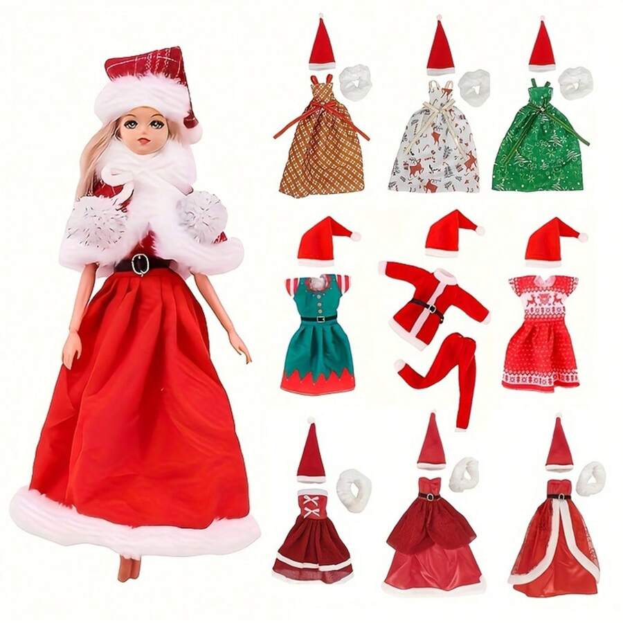 11.5 Inch Santa Claus Doll Clothes And Accessories Set, Doll Holiday Outfit, Christmas Children's Gift Happy - Multicolor - View 1
