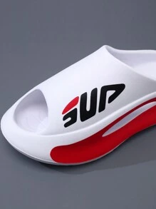 大码男士 36-49 新款拖鞋，时尚字母 B 印花，适合派对、度假、海滩、户外、休闲、运动，EVA 厚防滑软底舒适露趾一脚蹬凉鞋 - 白色 - 查看 6