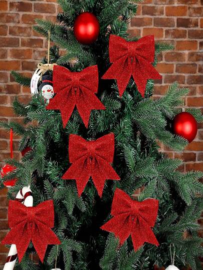 2pcs Fabric Bow Faux Pearl Tree Ornaments, Hotel/Mall/KTV Xmas Decoration Best Gifts Birthday Home Decor Christmas Decorations Room Decor Christmas Winter Christmas Decorations Home Christmas Gifts Christmas Decor