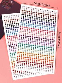 2PCS Mixed 15-Color Multi-Grain Large 3D Rainbow Rhinestone Face Stickers, Women's 3D Facial Decoration Rhinestone Stickers, Holiday Gift, DIY Music Festival Party Makeup Ball Face Decoration Rhinestone Stickers,Halloween Costume - Multicolor - View 7