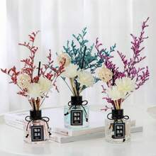 1 pezzo Set di aromaterapia senza fiamma da 50ml, decorazione di oli essenziali per aromaterapia, per rinfrescare l'aria e rimuovere gli odori, disponibile in profumi di limone, lavanda, rosa, gelsomino, Shangri La, giacinti, vero amore, incontro, osmanto, vaniglia, fragola, pesca e oceano. Il prodotto utilizza veri fiori essiccati di piante.
