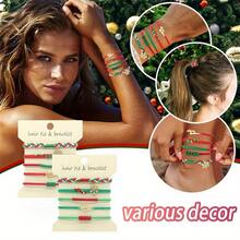 10 件/套女士时尚波西米亚风圣诞主题弹性手链和发带，柔软舒适，适合日常和圣诞节使用，圣诞礼物 - 彩色 - 查看 2