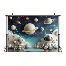 1pc 1st Birthday Balloon Party Photography Background Outer Space Universe Astronaut Birthday Party Decor Shower Background Starry Sky Happy Birthday Backdrop Studio Props